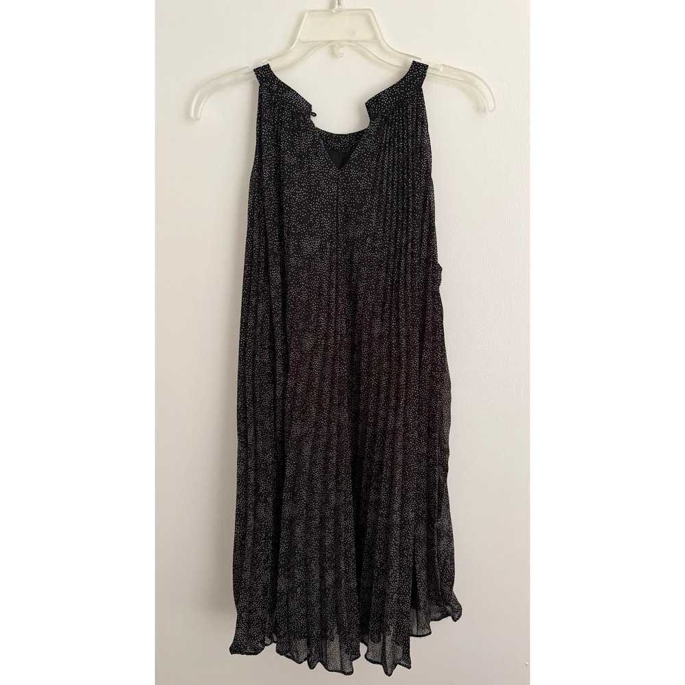 THML Black Polka Dot Pleated Halter Mini Dress Small Missing Button - Picture 2 of 10
